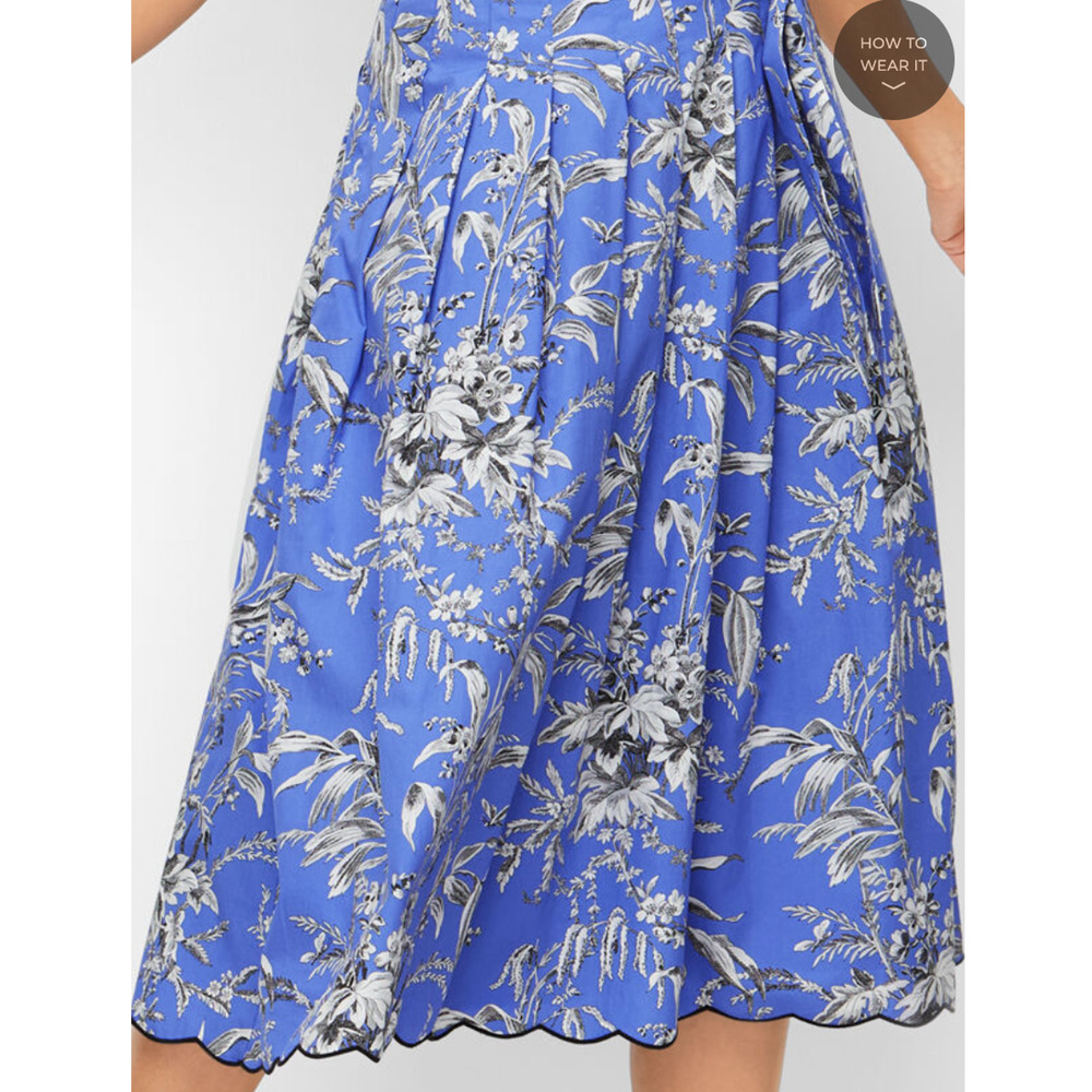 Talbots Women’s Size 16P Scalloped Fit & Flare Skirt - Etched Bird Toile